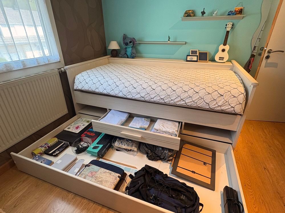 Lit compact GAMI Montana + matelas IKEA 90x190 Meubles