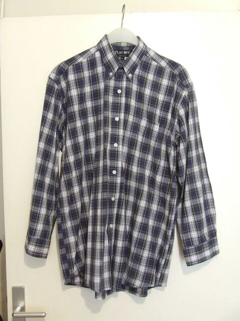 Chemise à carreaux bleus, PLAY OFF, Taille L (41 42) BE 4 Bagnolet (93)