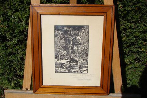 Tableau gravure originale Eau-Forte Cl�ment Serveau  1930 Gargenville (78)
