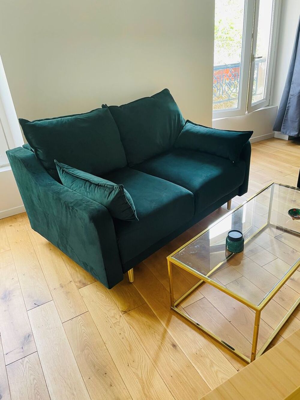 Canap&eacute; en velour vert bouteille Meubles
