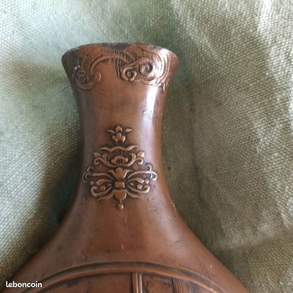 cruche pot japonais phenix bronze dor&eacute; fleurs japon chine Décoration