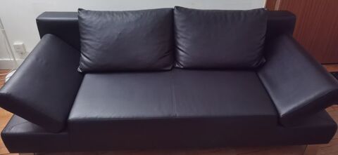 Canap� convertible noir similicuir 120 Dijon (21)