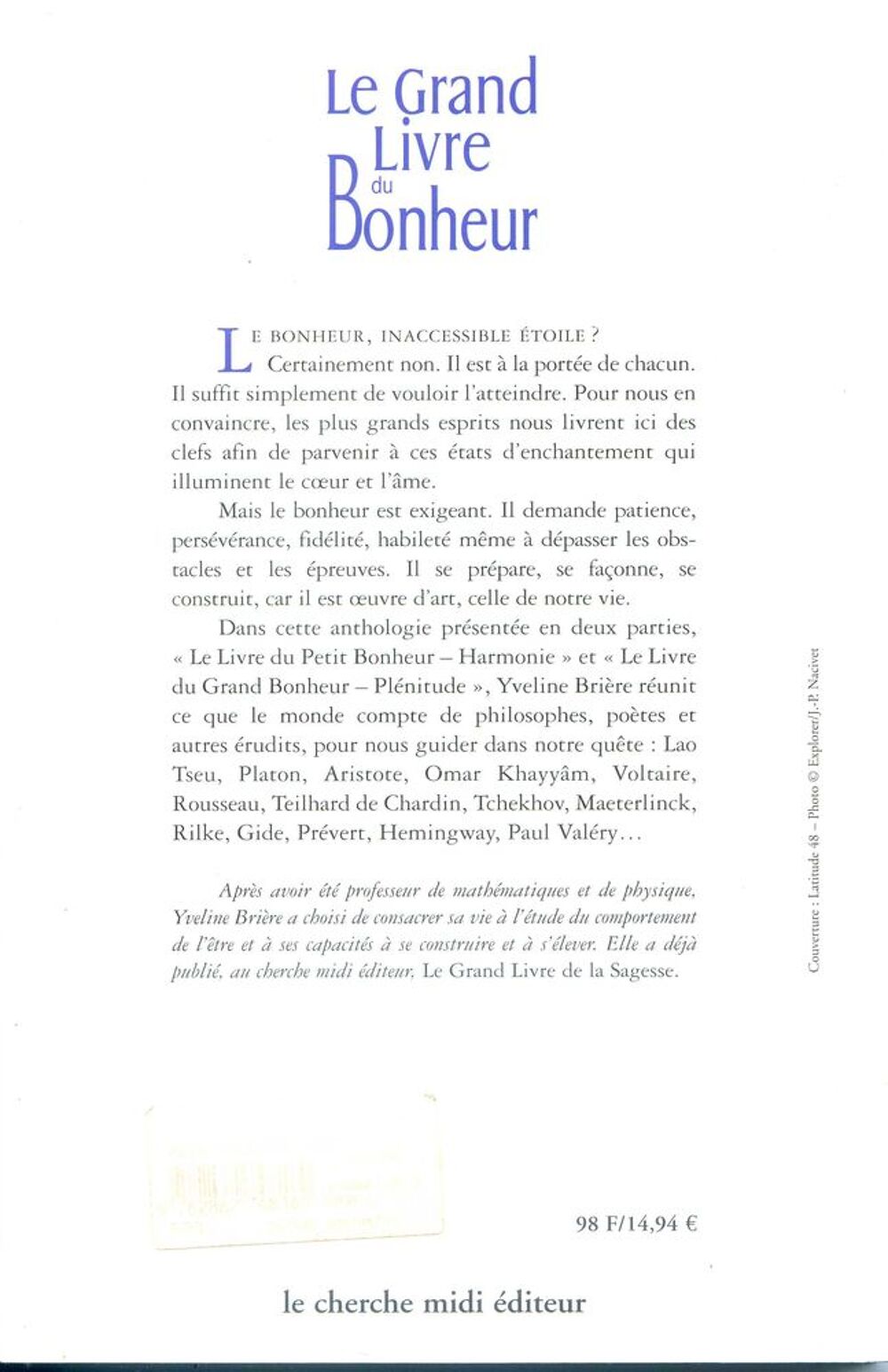 Le grand livre du bonheur- Yveline Bri&egrave;re, Livres et BD