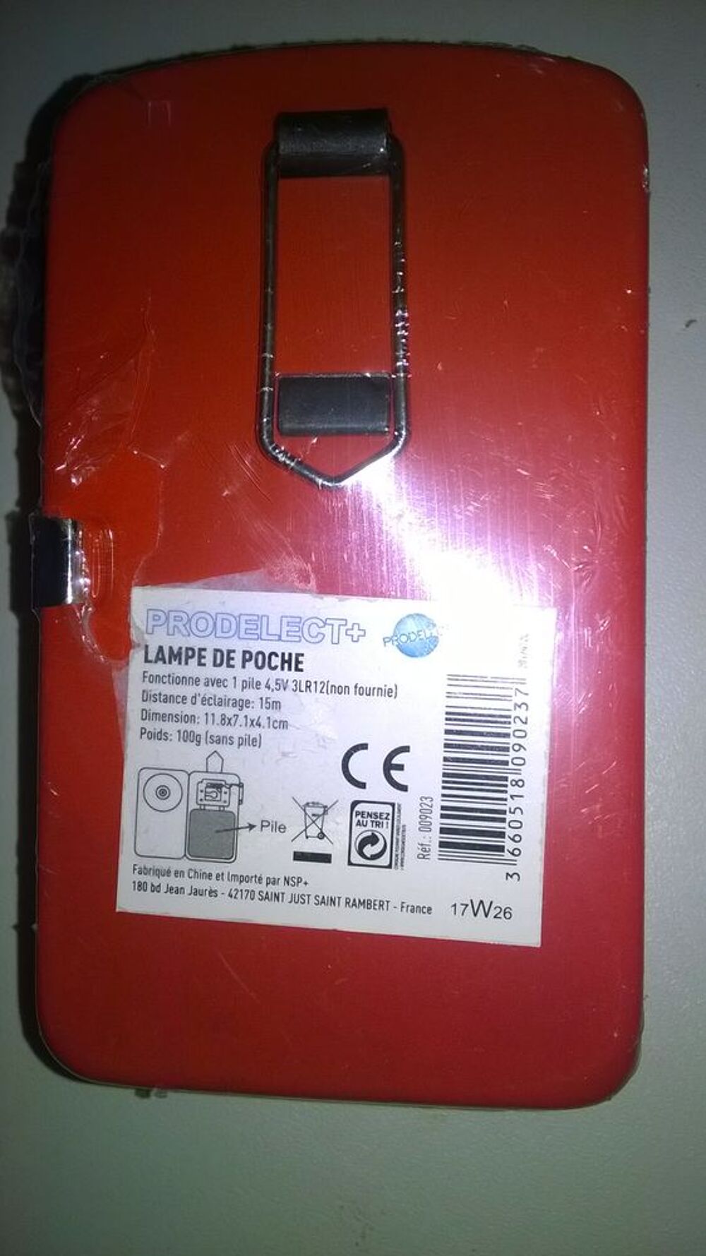 Lampe de poche torche rouge m&eacute;tal
Neuf
Marque Prodelect Bricolage