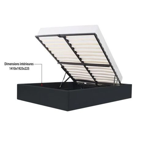 lit coffre 140x190 cm similicuir noir 170 Saint-Alban (31)