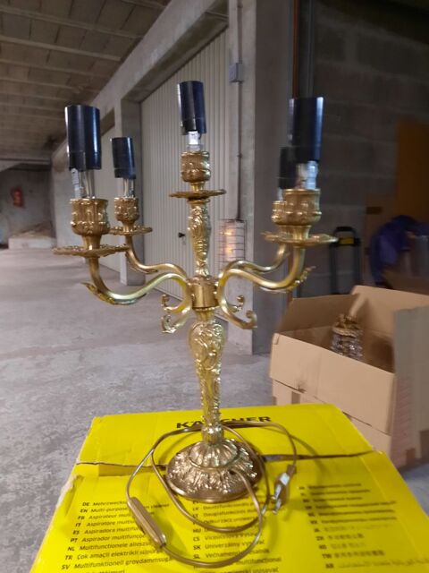 Lampe de table chandelier design Louis XV en bronze massif 80 Meylan (38)
