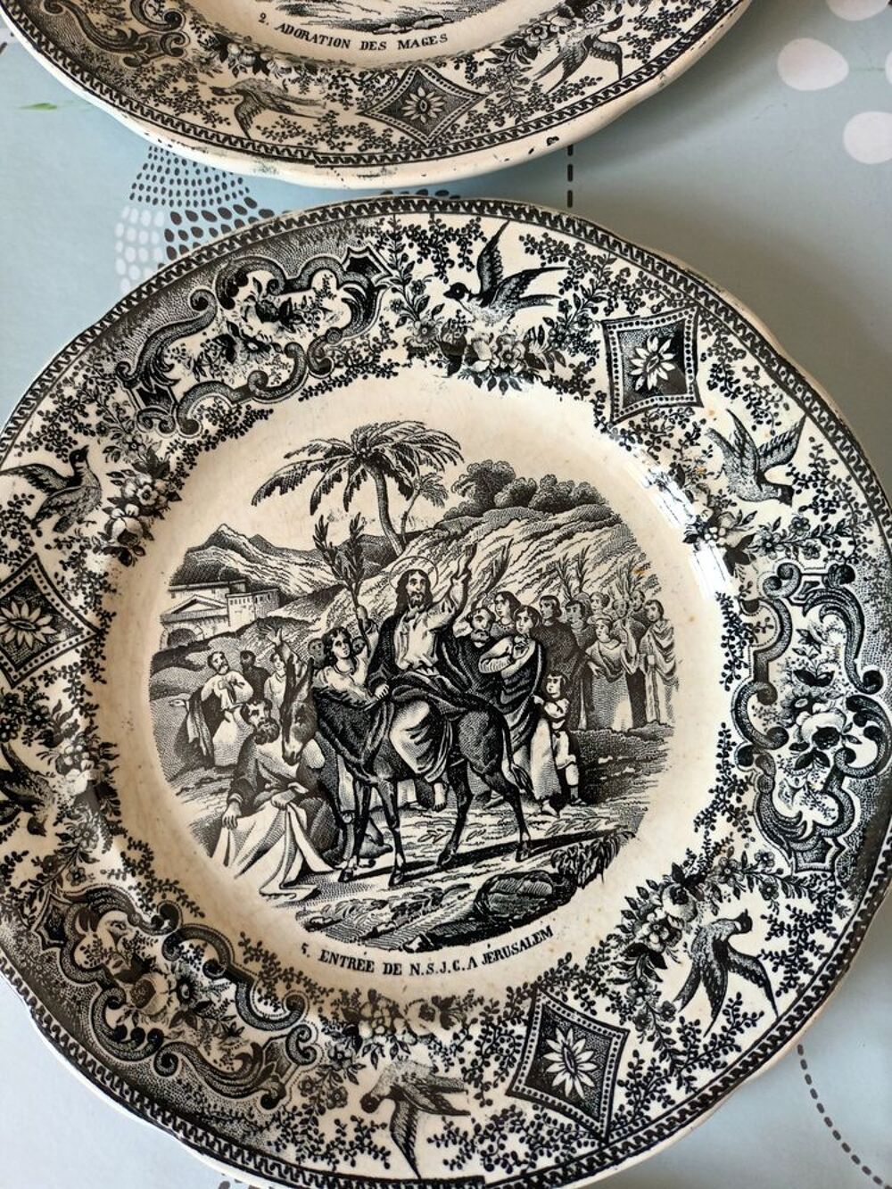 Lot de 12 assiettes parlantes HB Choisy le roi 