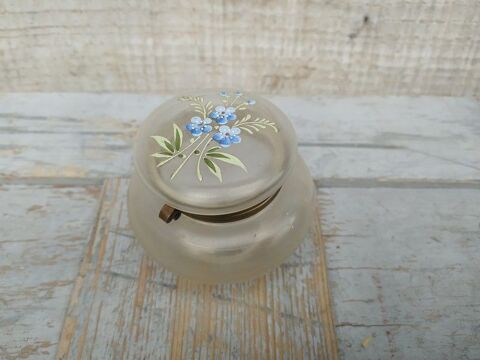 Boite  Bijoux Verre maill Fleurs Bleues Myosotis Legras 38 Loches (37)