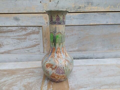 Vase C�ramique �maill�e D�cor Moulin Oiseau Style Vallauris  89 Loches (37)