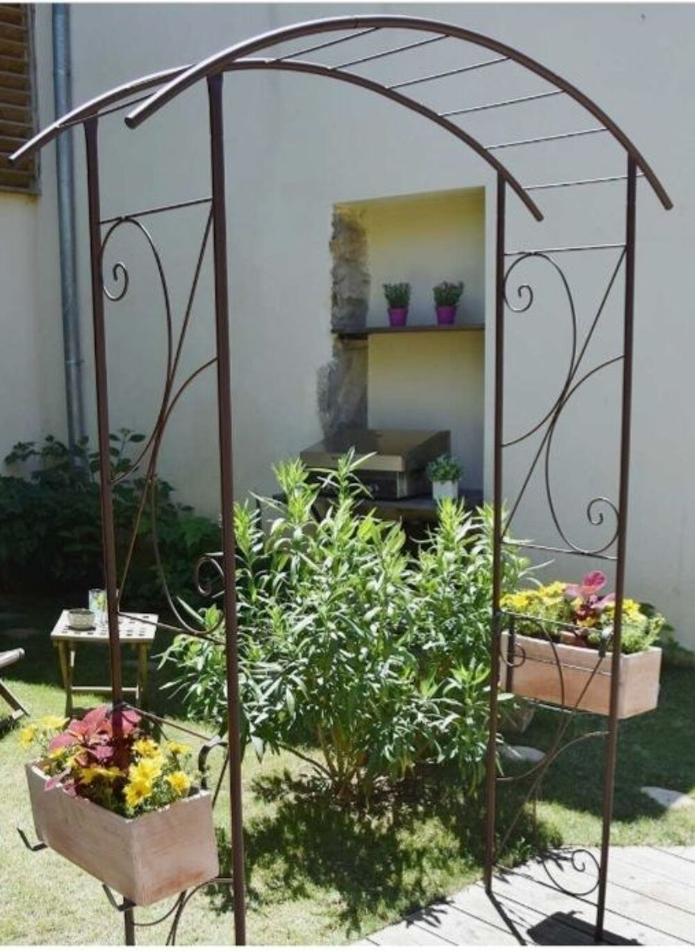 Arche de jardin pont en fer vieilli Jardin
