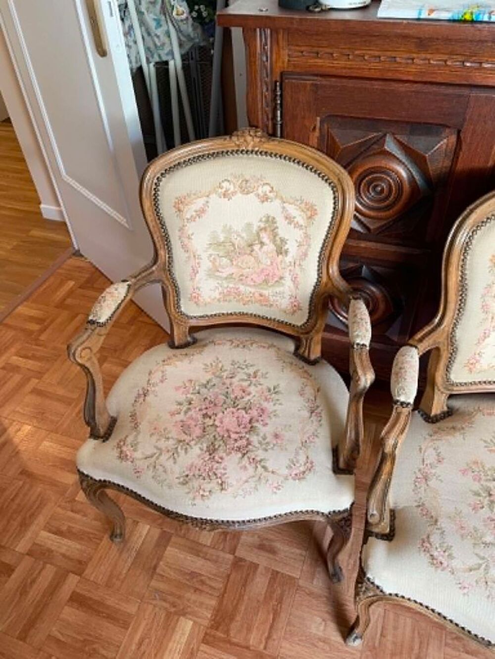 4 fauteuils cabriolet style louis XV a refaire Décoration
