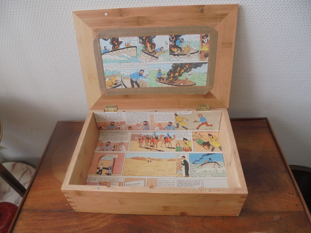 boite en bois et tintin Dcoration