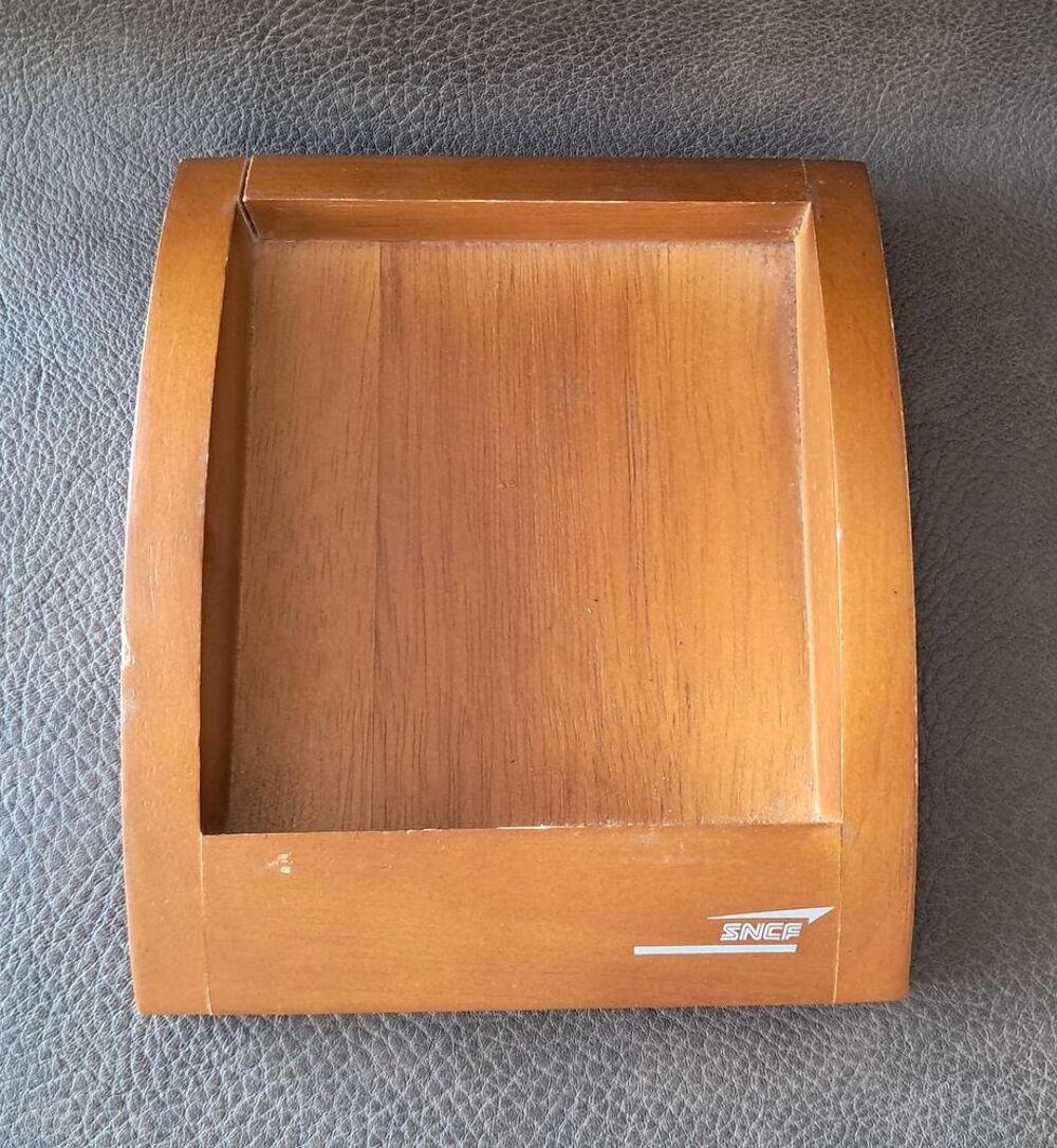 Ramasse monnaie sncf vintage en bois avec rainure 