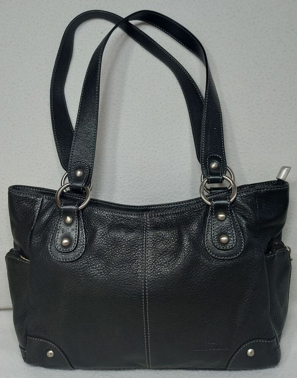 Hexagona Grand Sac &agrave; Main en Cuir de Vachette Noir Haut 21 Maroquinerie