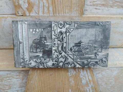 Bois Gravé Gravure XIXème Ouvriers sur Presse Imprimerie 200 Loches (37)