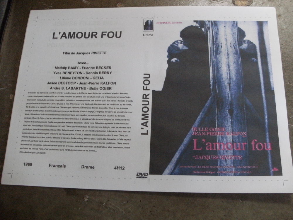 Film : " L 'amour fou " deux parties DVD et blu-ray