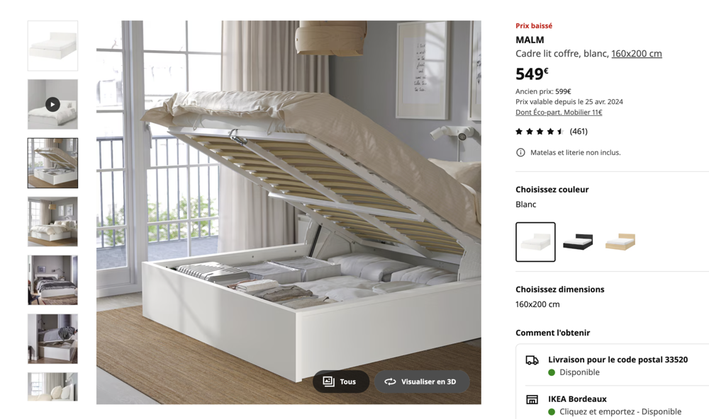 LIT IKEA MALM (sous carton) Meubles