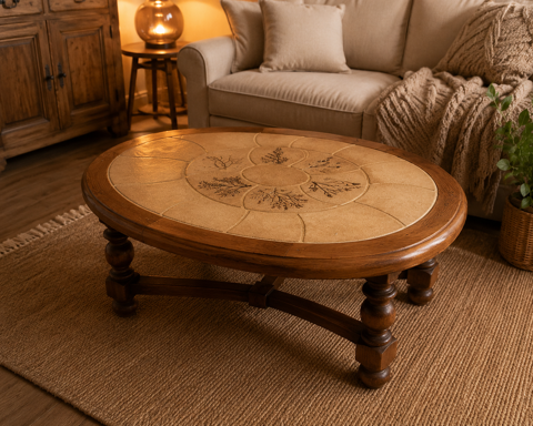 Table basse Barrois signée en chêne et céramique o 500 Bordeaux (33)