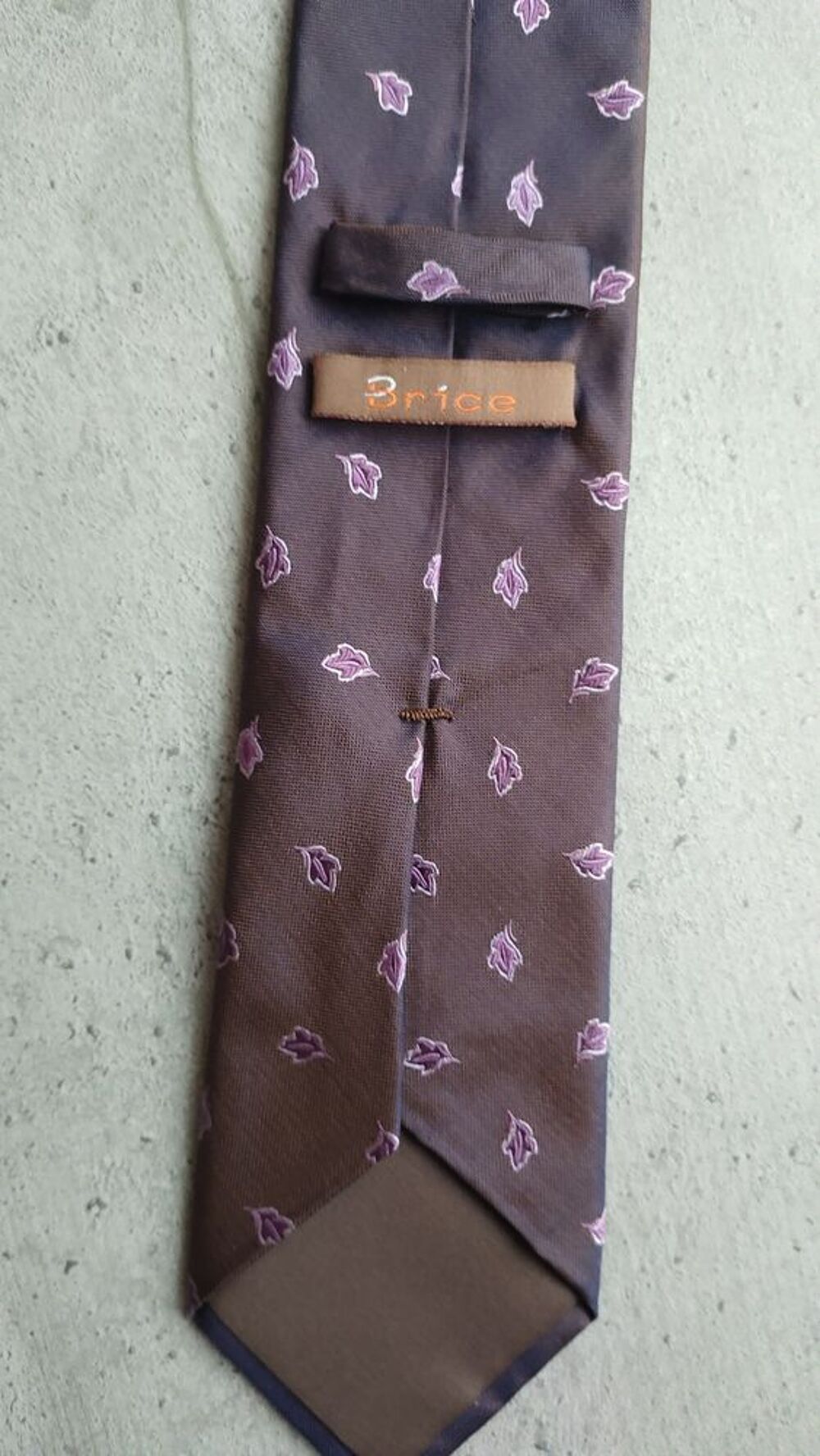 Cravate Brice 100% Soie - Prune &agrave; Motifs Feuilles Mauves Vêtements