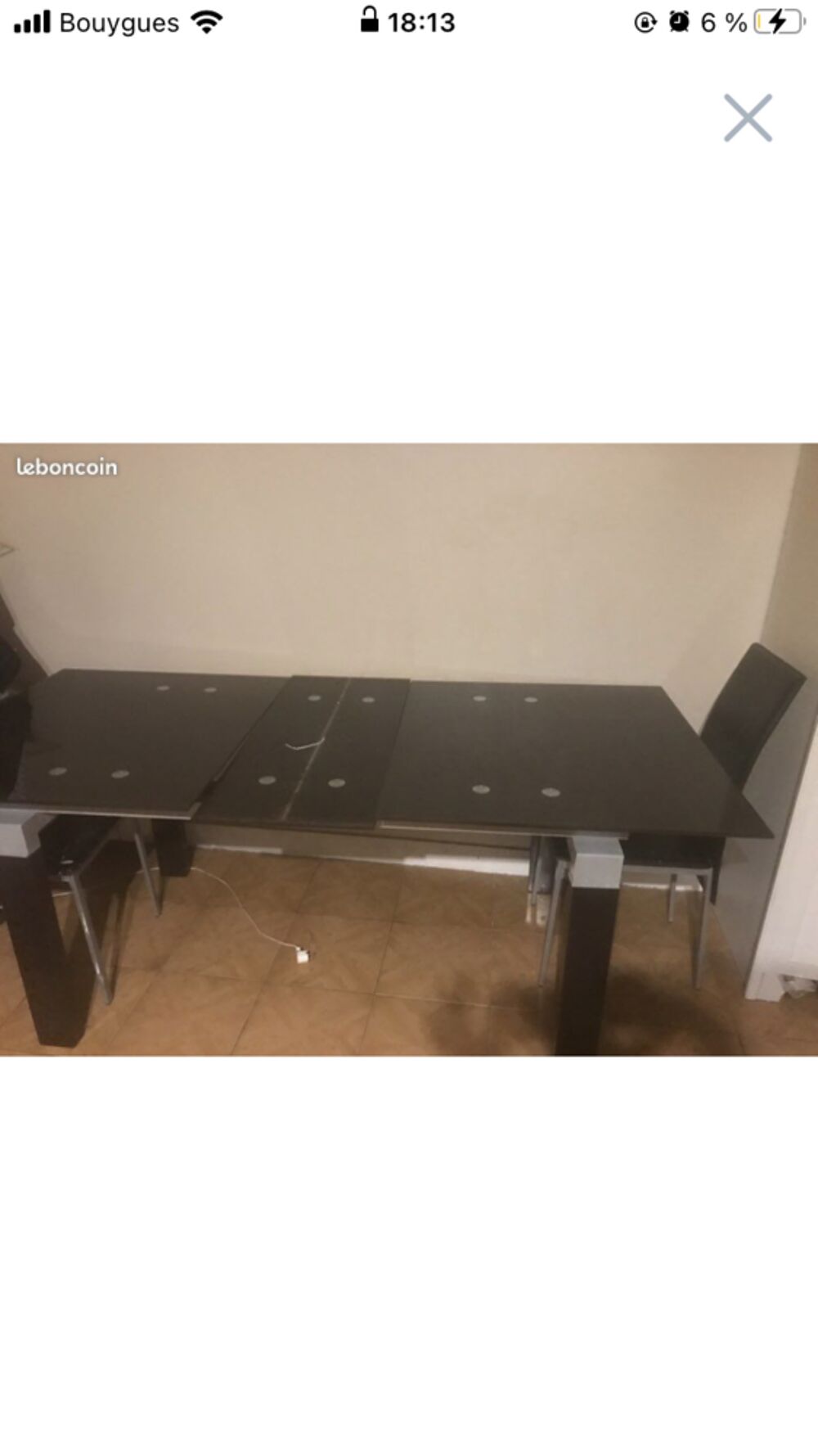 Table &agrave; manger en verre noir extensible Meubles
