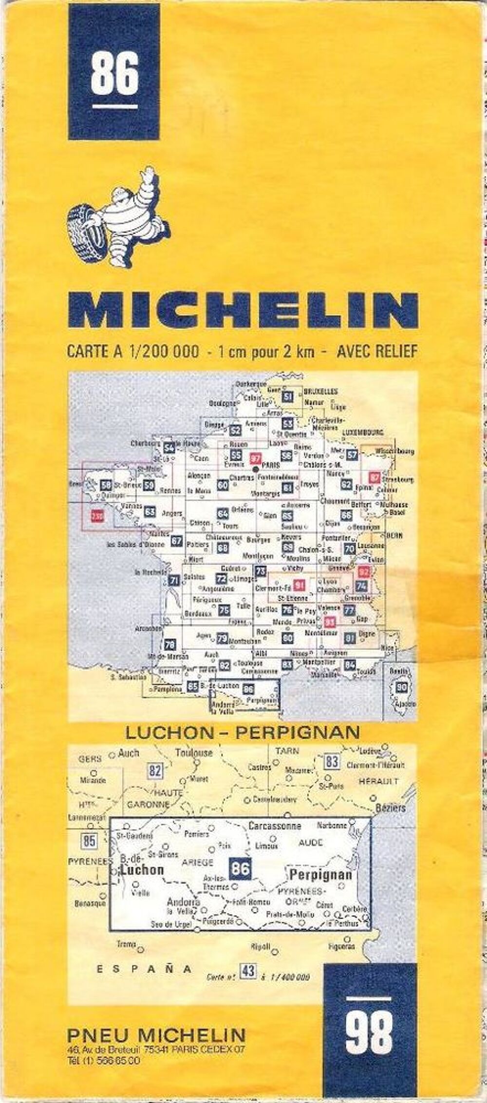 Carte routi&egrave;re Michelin 86 Luchon - Perpignan Livres et BD
