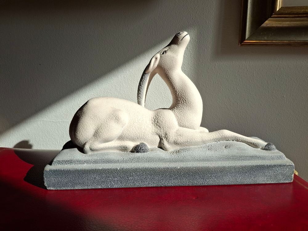 Antilope Art D&eacute;co c&eacute;ramique crisp&eacute;e perl&eacute;e Décoration