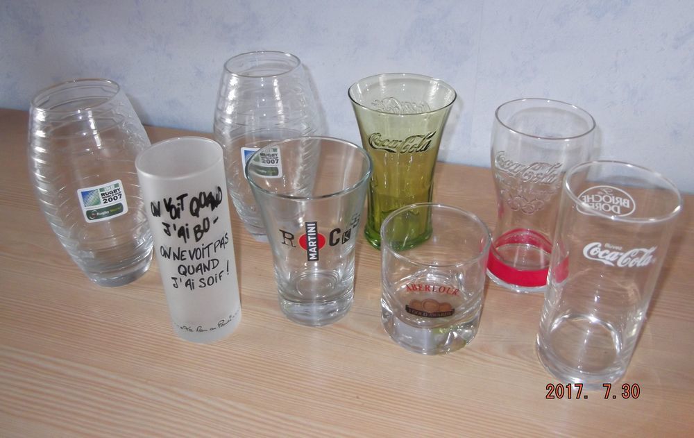 Lot de 8 verres publicitaires neufs Cuisine