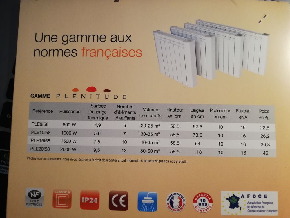 3 radiateurs ECO WATT PLENITUDE EN FONTE D'ALUMINIUM Bricolage