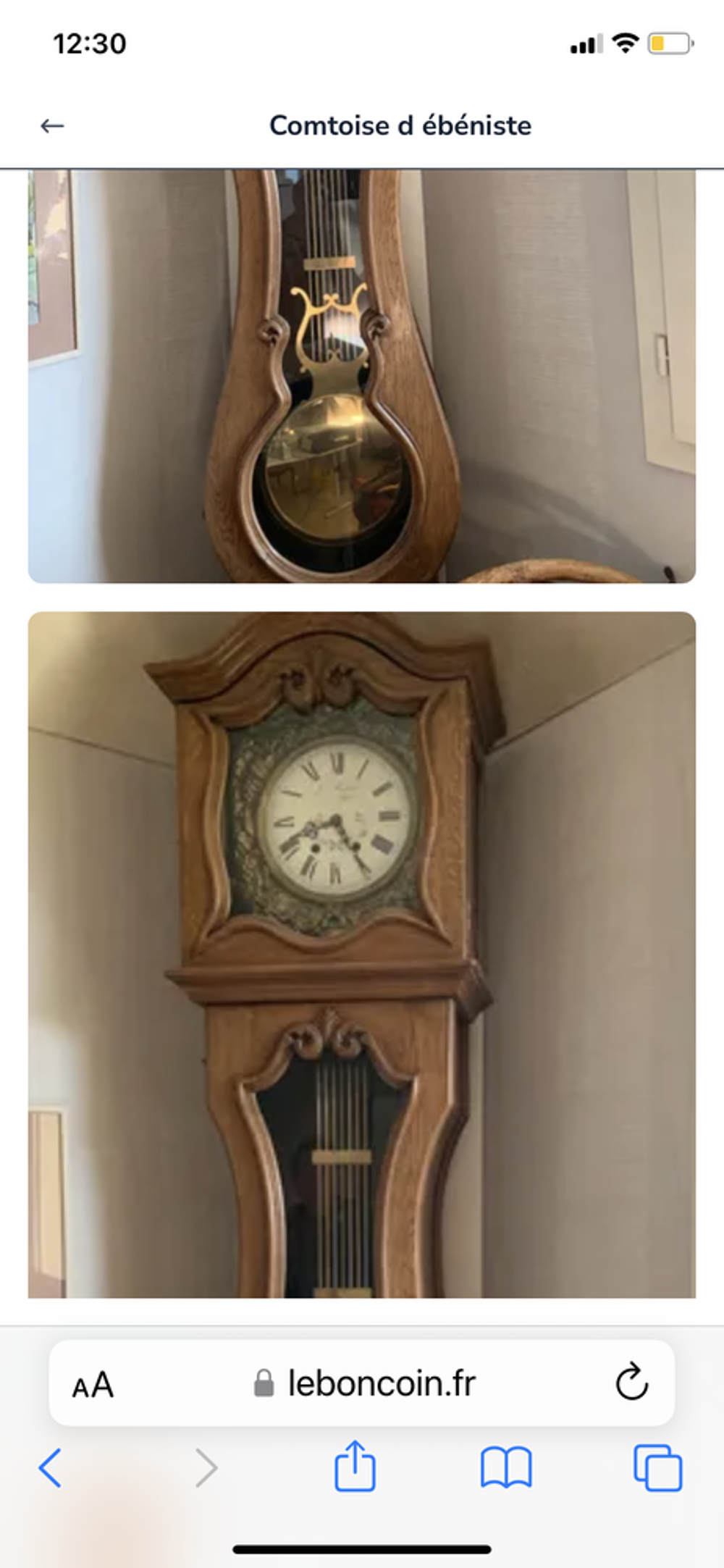 Horloge comtoise bois vitr&eacute;e 