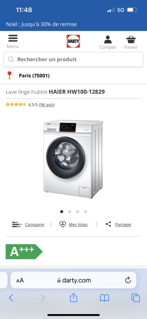 Machine � laver en parfait �tat 180 Saint-Denis (93)