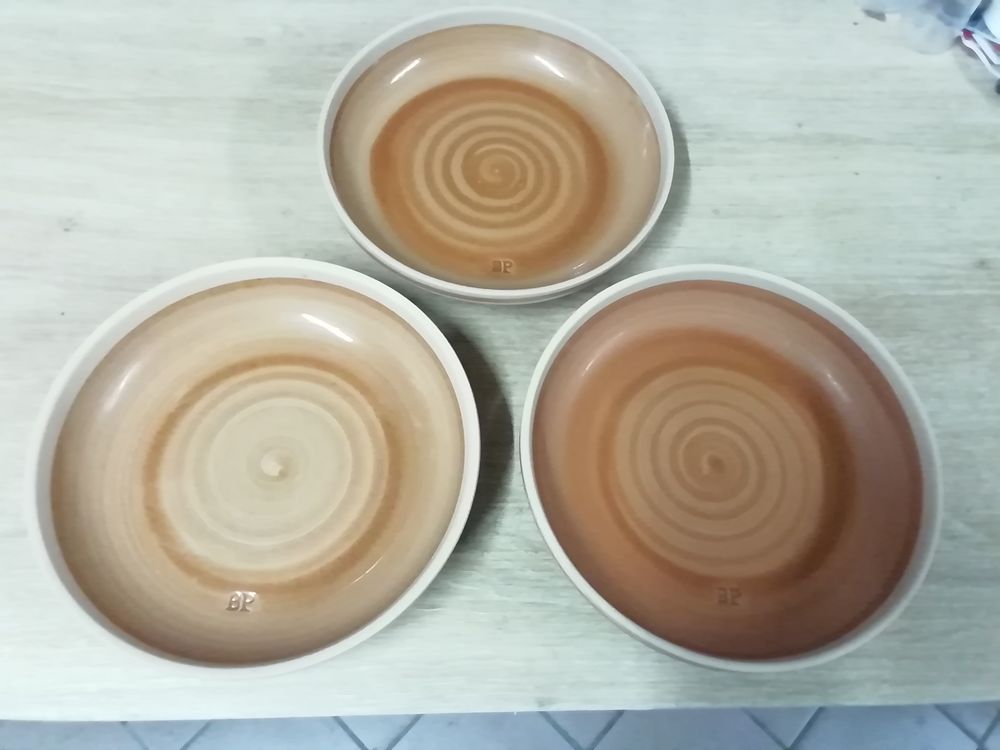 3 assiettes creuses BP v&eacute;ritable gr&eacute;s vintage 1970 Cuisine