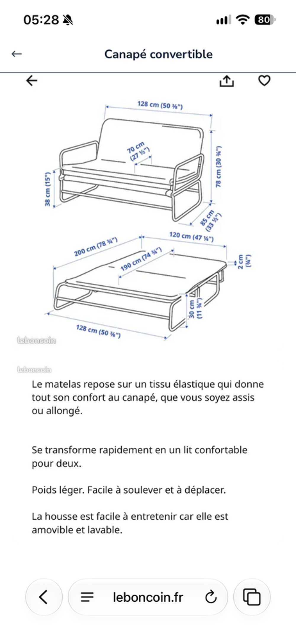 Canap&eacute; convertible d'appoint IKEA Meubles