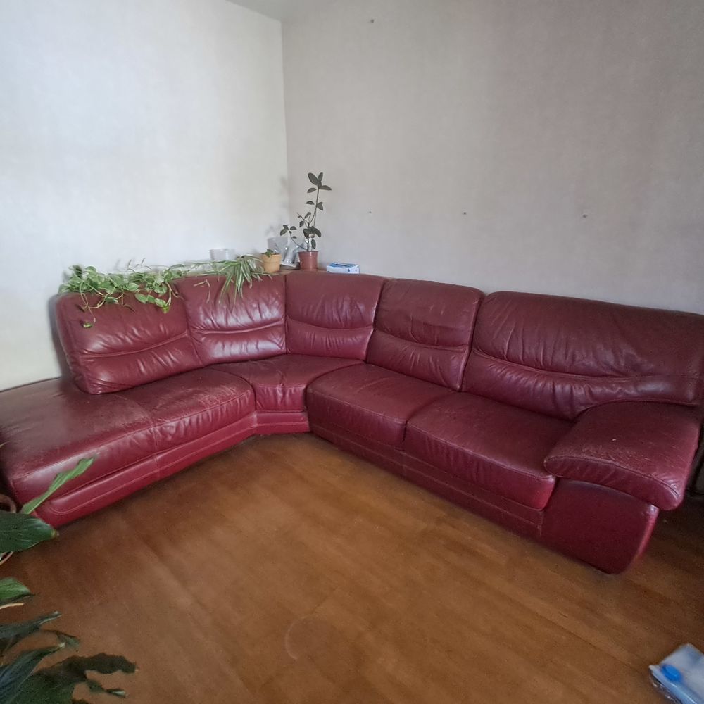 Canap&eacute; 5-6 places NUBUCK rouge fonc&eacute; Meubles