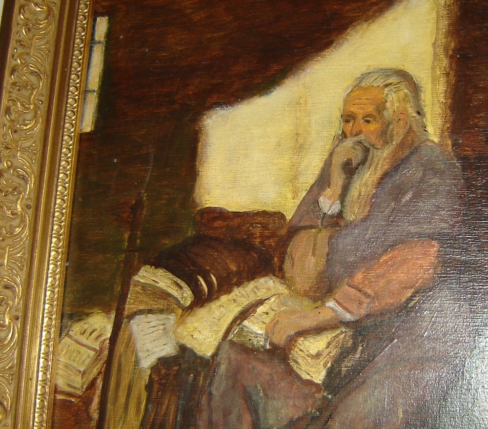 Tableau rare ancien huile portrait homme PO&Euml;TE Décoration