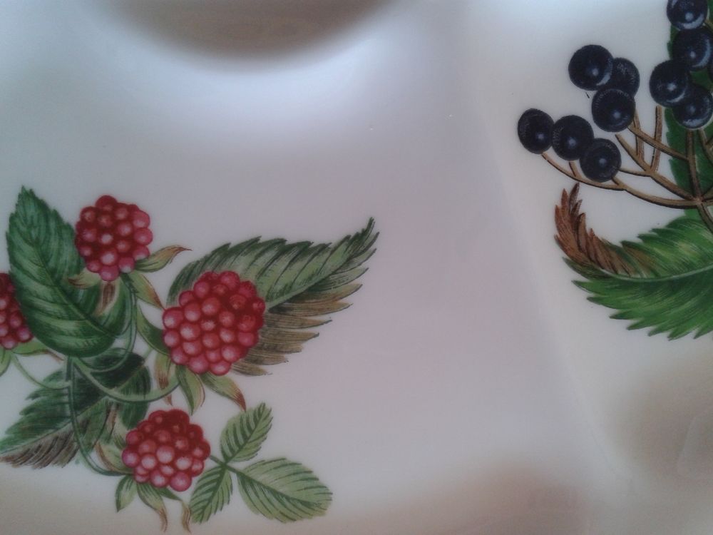 assiette en porcelaine de Paris d&eacute;cor fruits sauvages Cuisine