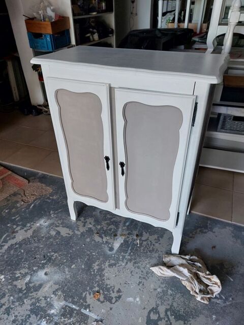 MEUBLE DE RANGEMENT BLANC ET BEIGE 20 Verrières (10)