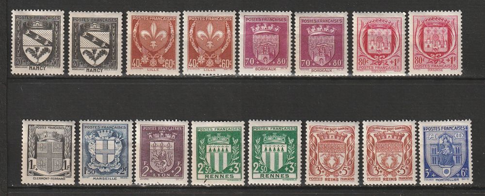 Timbres Neufs Charni&egrave;re transparentes Ann&eacute;es 1941-42-43 