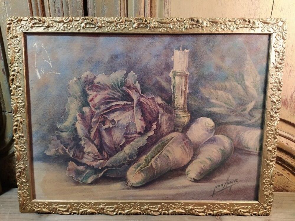 Paire d'Aquarelles Natures Mortes aux L&eacute;gumes de Jean Mayer 