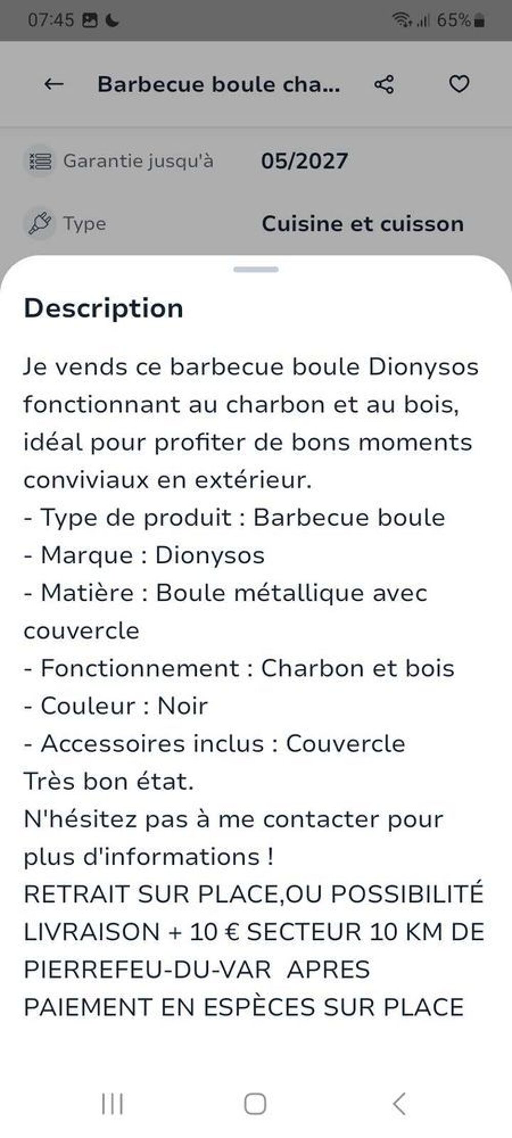 BARBECUE BOULE CHARBON DE BOIS Electroménager