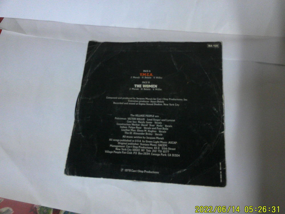 Disque Vinyle . VILLAGE PEOPLE .de 1978 ( T.B.E) 