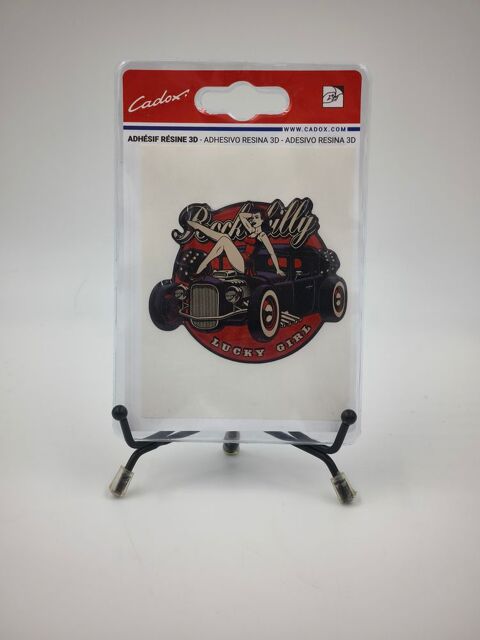 Autocollant adh�sif r�sine 3D (Cadox) Rock Billy Lucky Girl 2 Vulbens (74)