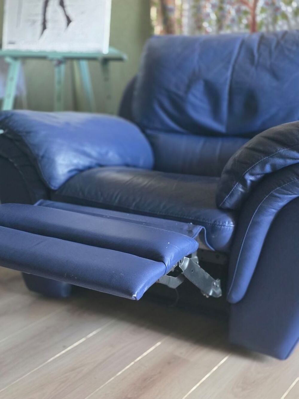 Fauteuil relaxation cuir bleu Meubles