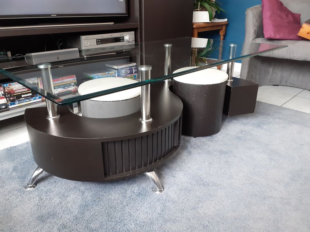 TABLE DE SALON PLATEAU EN VERRE Meubles