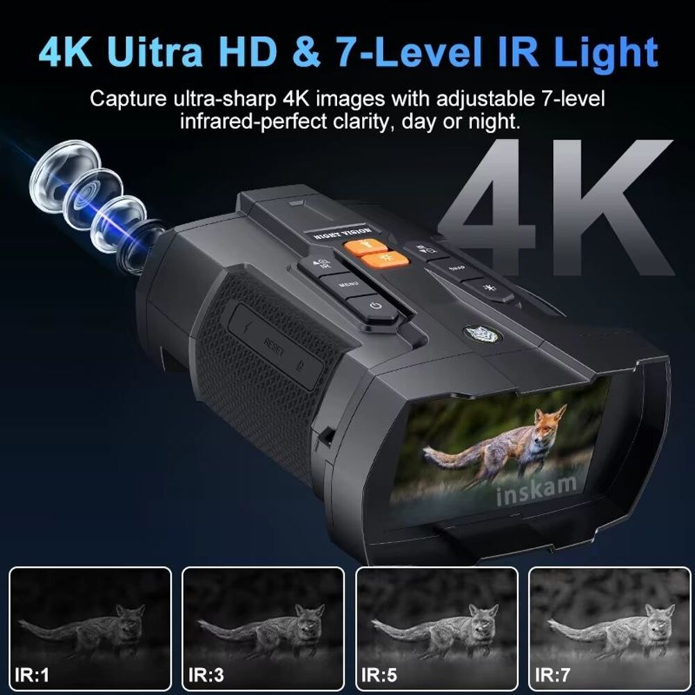 Jumelles de Vision nocturne 4K infrarouge 4,5" Photos/Video/TV