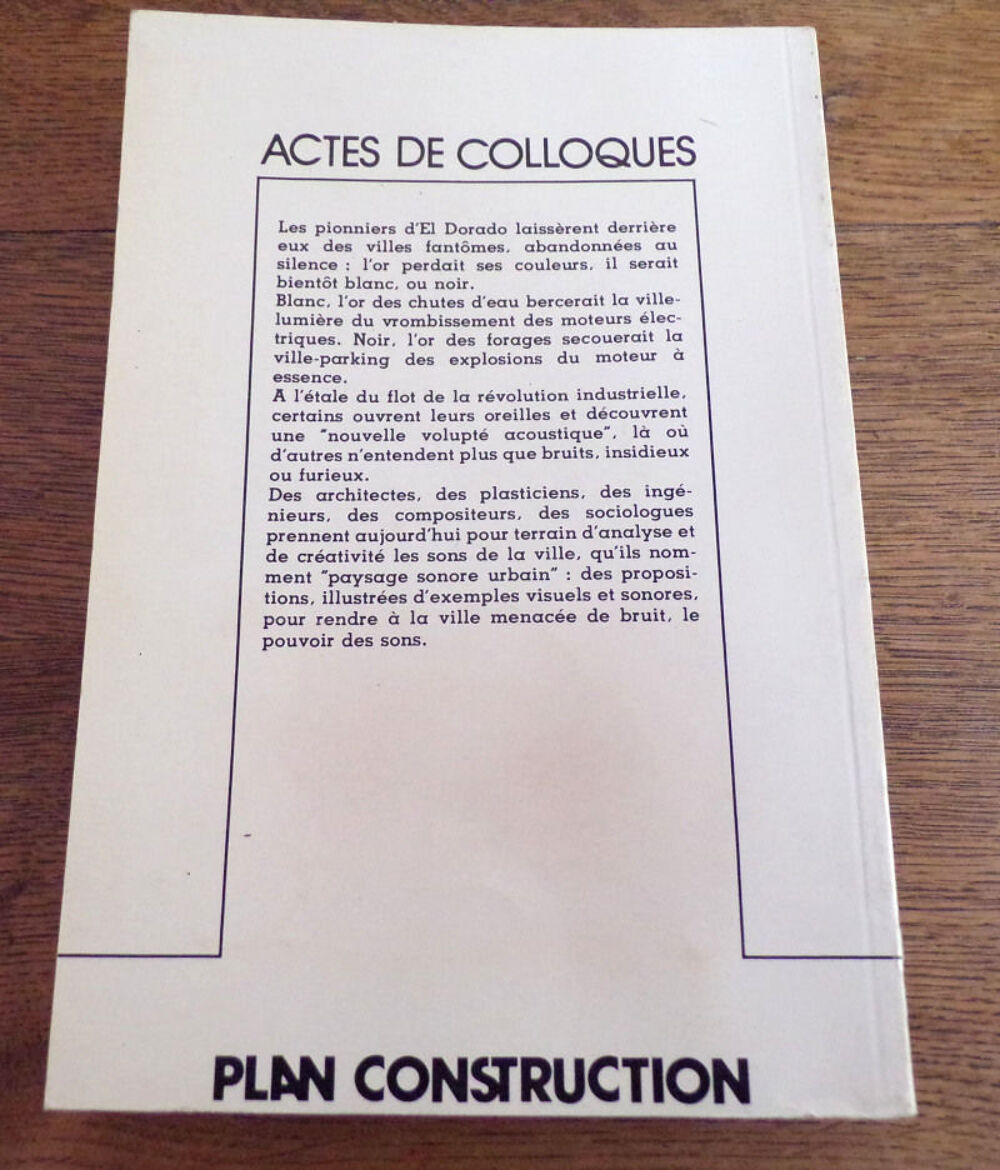 Actes de Colloques plan construction paysage sonore urbain 1 Livres et BD