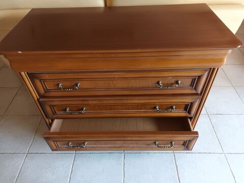 Commode bois massif 3 tiroirs vernis 40 Gardanne (13)