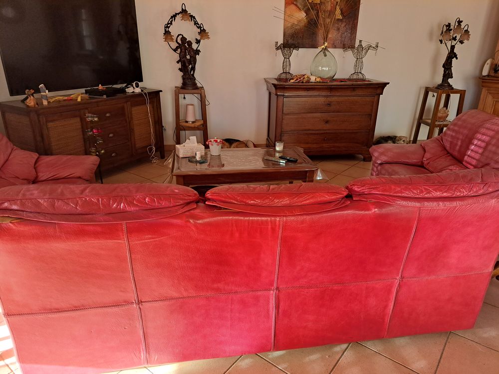 Canap&eacute; cuir 3 places + 2 fauteuils Meubles