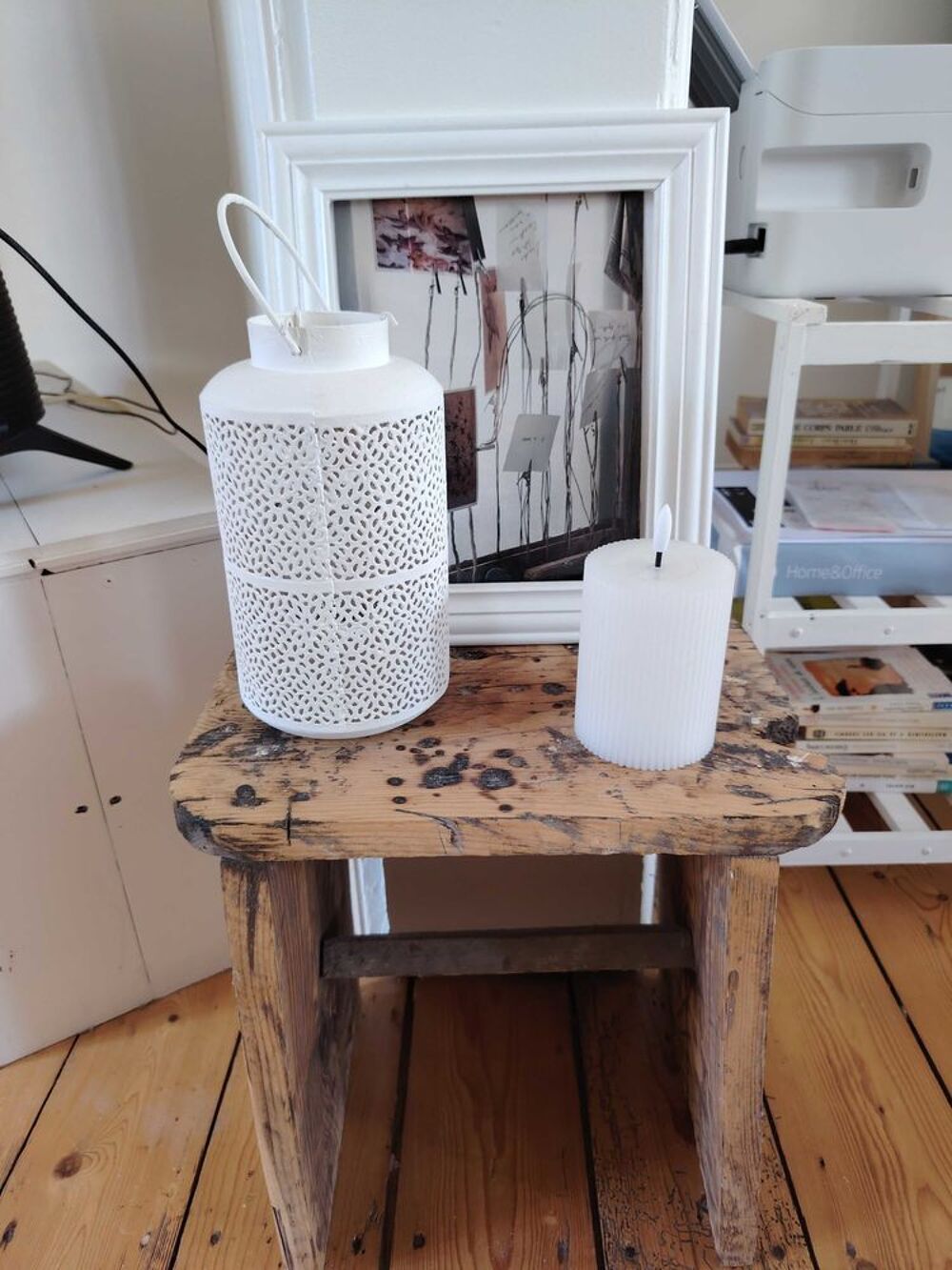 Authentique tabouret de traite ancien en bois massif " Charme rustique &amp; robuste 