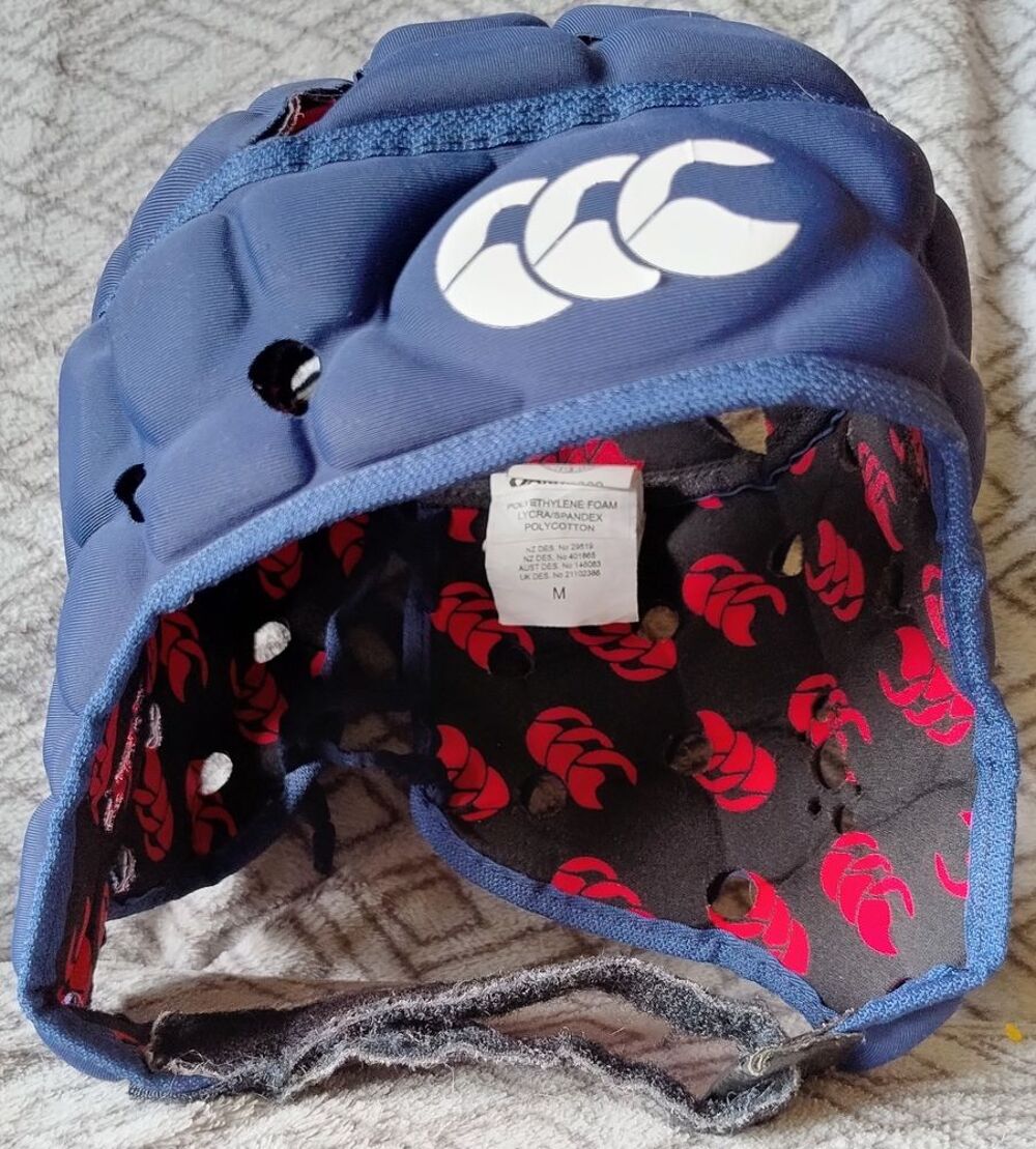Casque rugby Canterbury bleu avec logo rouge &agrave; l'int&eacute;rieur Sports