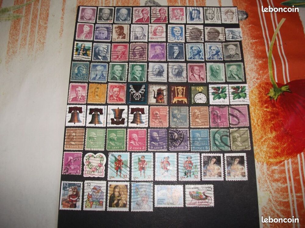 Lot de 267 timbres diff&eacute;rents et oblit&eacute;r&eacute;s d'USA.
